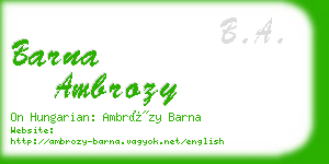 barna ambrozy business card